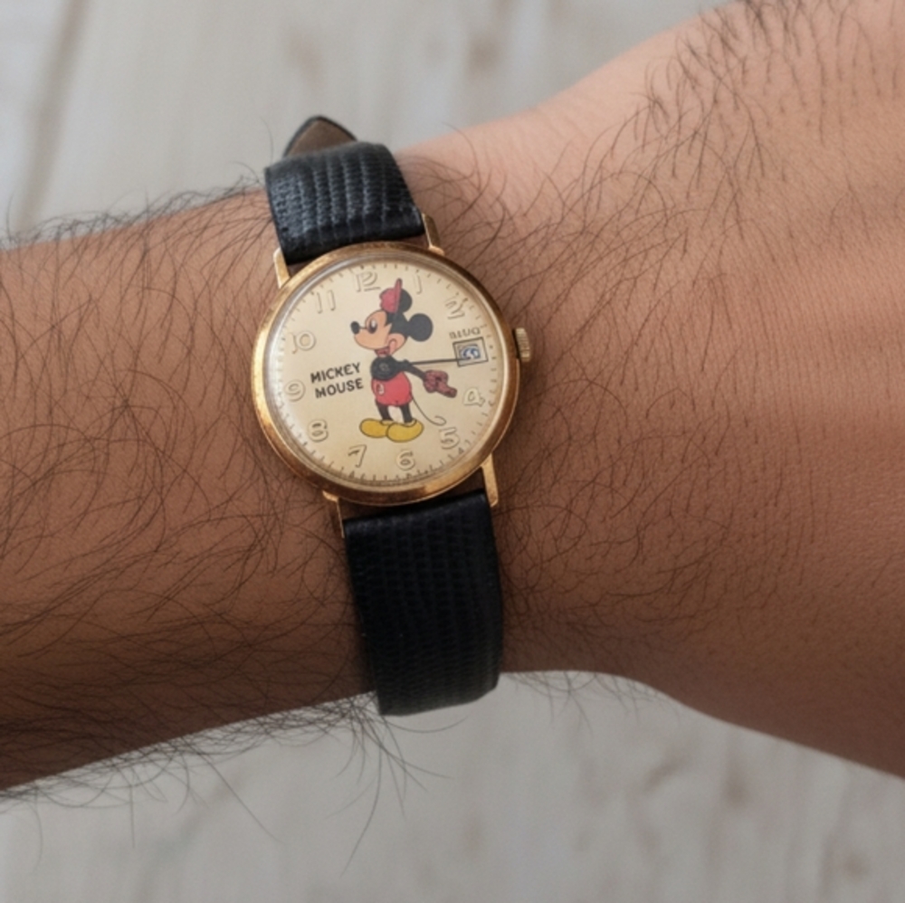 Elgin Mickey Mouse Vintage Analog Watch Rare Unisex, Estate Jewelry